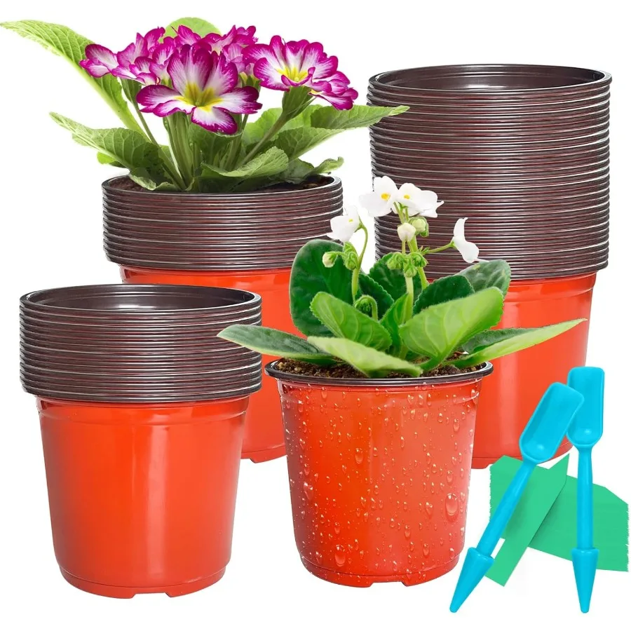 

Plastic Plants Nursery Pots 5 50 Pack Seedling Flower Plant Container for Indoor Outdoor Gardening Includes 60 Plant Labels 2 T