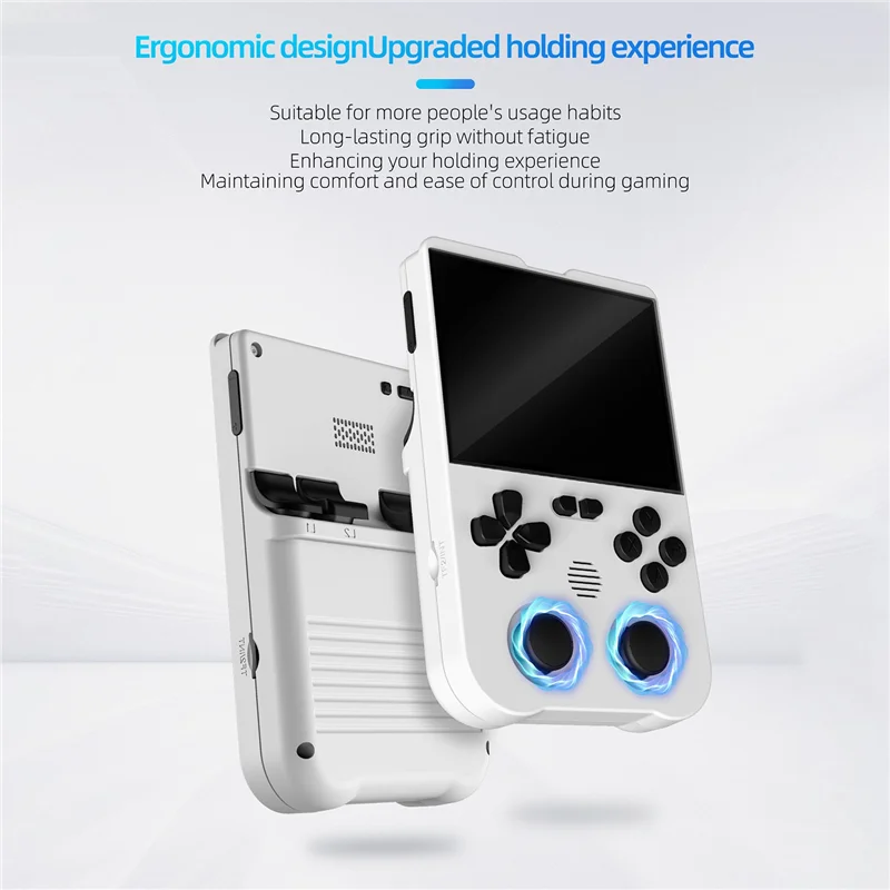 

XU10 Game Console 3.5 Inch IPS Screen 64G Arcade Retro Dual Joystick 3D Game Player RK3326S 64-Bit 3000Mah White Durable
