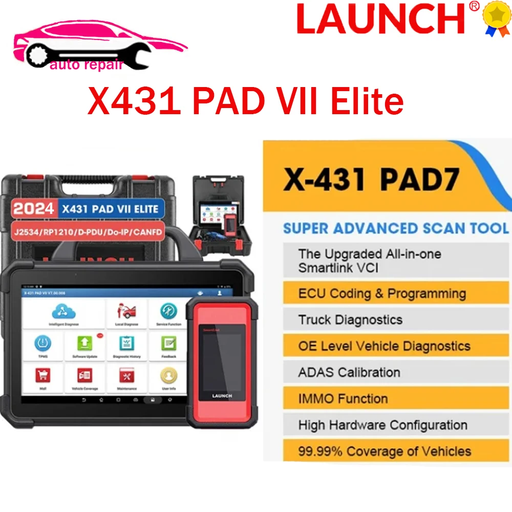 Newest Launch X431 PAD VII Pad7 Elite Full System Car Diagnostic Tool with Smartlink C VCI Support Online Coding and Programming