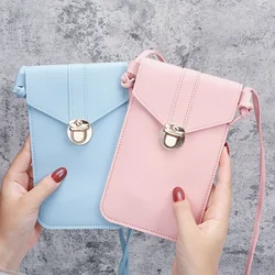 Retro Fashion Touch Screen Phone Bag PU Leather Crossbody Small Purse Designer Leisure Shoulder Bag Mini Women's Messenger Bag