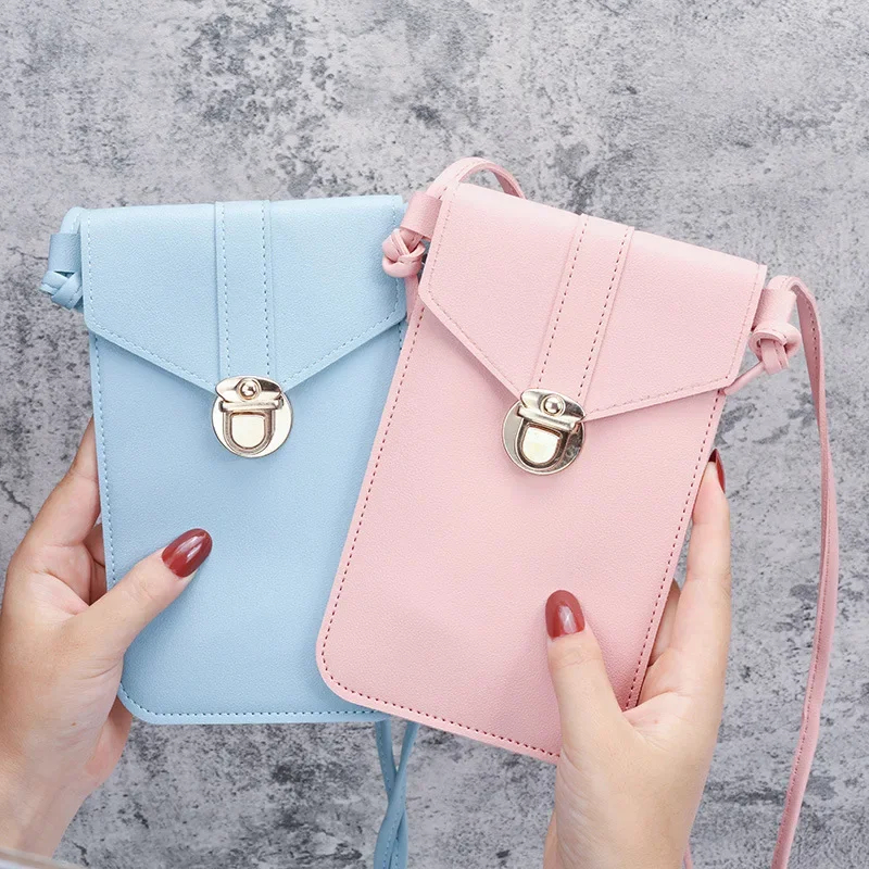 Retro Fashion Touch Screen Phone Bag PU Leather Crossbody Small Purse Designer Leisure Shoulder Bag Mini Women's Messenger Bag