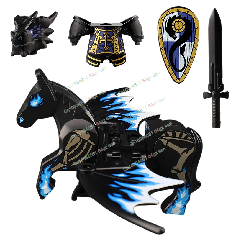 QQ04-666 War Horse Mounts MOC Dragon Knight Action Figure Building Blocks Accessories Creative Models Kids Toys Birthday Gifts