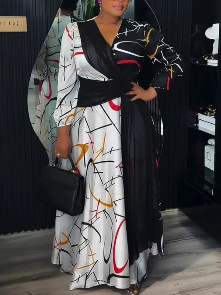 

African Dresses For Women Elegant Spring Autumn Long Sleeve Dashiki Maxi Dress Ladies Traditional African Clothing Fairy Dreaes