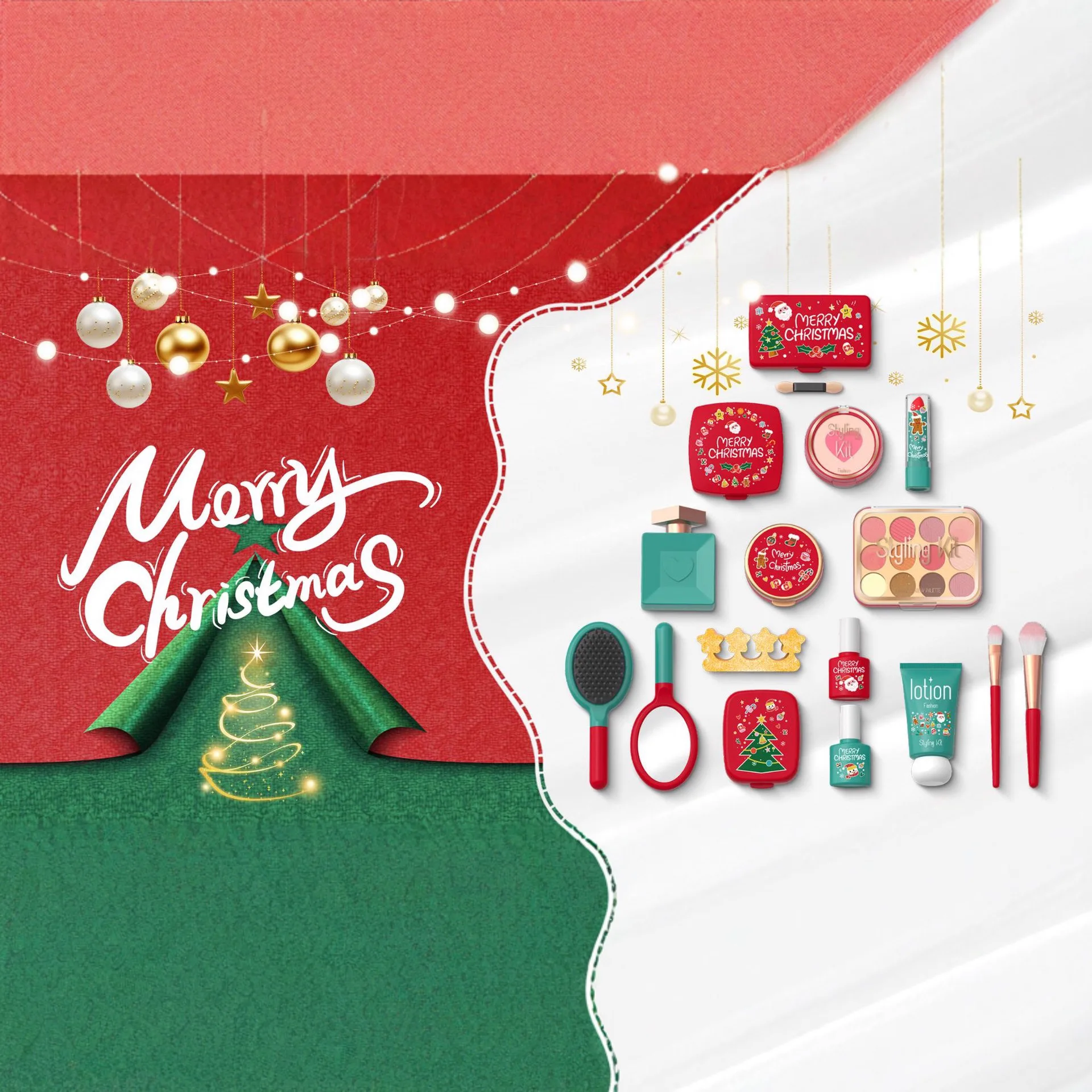 Casa da gioco per bambini Giocattoli Divertimento regalo di Natale Set di trucco per rossetto per ragazze Gioco di ruolo per ragazze Ombretto Rossetto (non applicato)