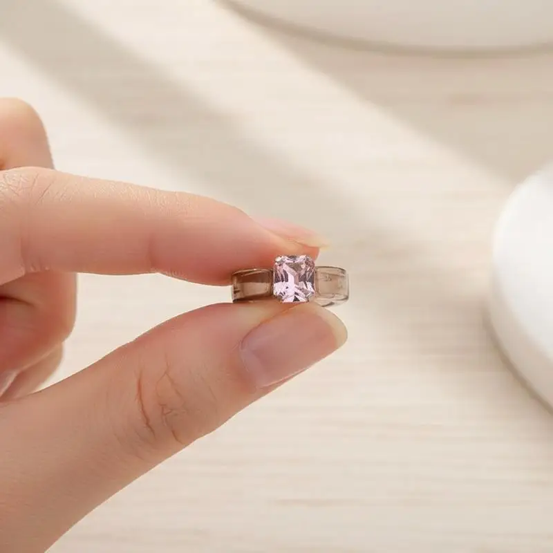 Transparent Resin Chunky Rings Candy Color Shiny Square Rhinestone Inlay Hypoallergenic Y2K Jewelry for Teen Girls Party