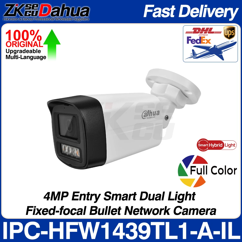 

Dahua Original IPC-HFW1439TL1-A-IL 4MP Entry Smart Dual Light Fixed Bullet Network Camera Full Color Human Detect POE IP67 CCTV