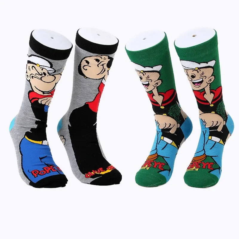 Popeye the Sailors  Cartoon Socks Pure Cotton Male Fashion Trend Tube Socks Adult Sports Socks Children\'s Toy Birthday Gift