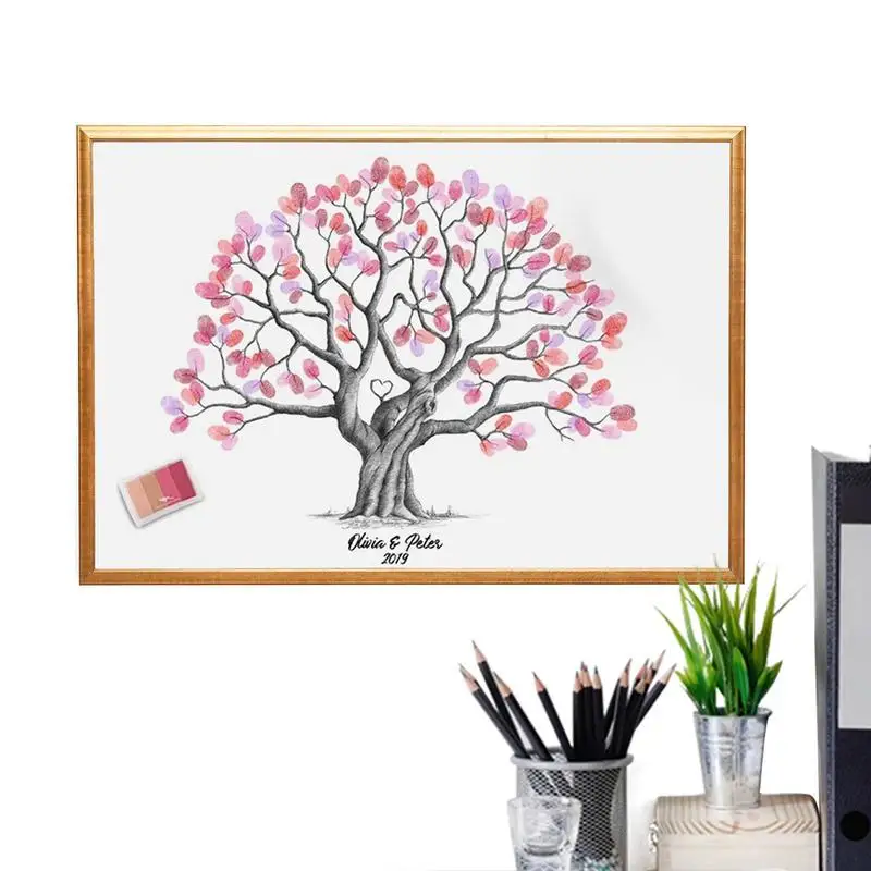 Fingerprint Tree Wedding Guest Book Alternative Canvas Wedding Guest Book Fingerprint Tree Waterproof Creative DIY Sign-In Book