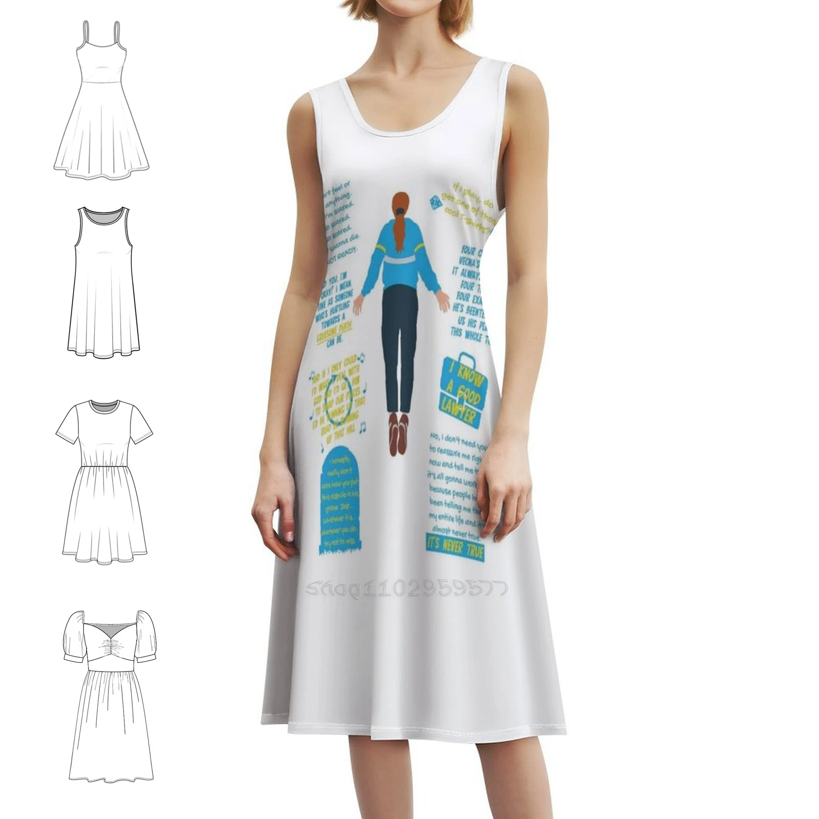 فستان ماكس مايفيلد البسيط يقتبس البوهيمي بدون أكمام متعدد المطبوعات لحفلات عطلة الشاطئ فستان بسيط لطيف غريب #1