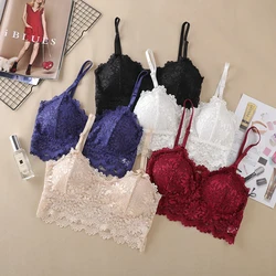 1 Pc Beautiful Back Bra Women'S Thin Lace No Steel Ring Sling Strap Small Chest Gather Up Support Bra