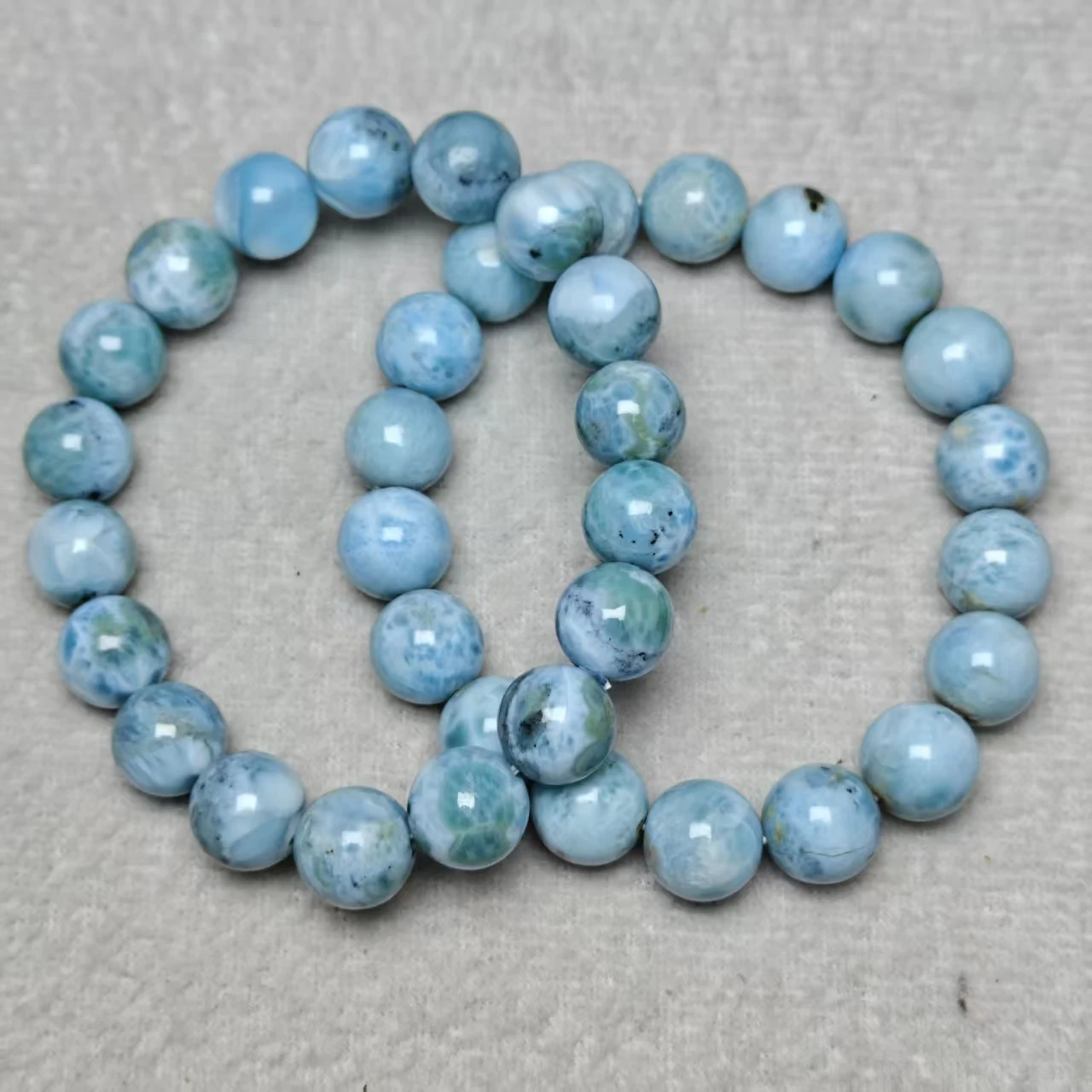 Xingyu Natürliche AA Larimar glatte runde lose Armbandperlen für Schmuckherstellung, Designarmband, elastisches Seil, handgemachter Schmuck – Detail 6