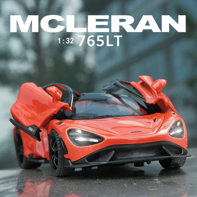 1:32 McLaren 765LT Sport Car Model Sound Light Children Diecast Toys Vehicles Boys Car Toy Gift Collective Voiture Miniature