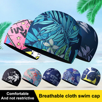 Waterproof Swimming Cap Protect Ears Long Hair Swim Pool Hat Sports Hat for Men Women with Ear Pockets High Elastic Bathing Caps