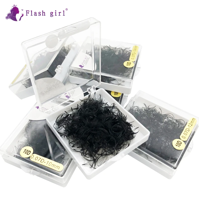 فلاش فتاة ماكياج المشجعين مسبقة الصنع 10D 0.07 D روسيا رموش تكثيف حزمة كبيرة من 1000 العلامة الخاصة قصيرة الجذعية