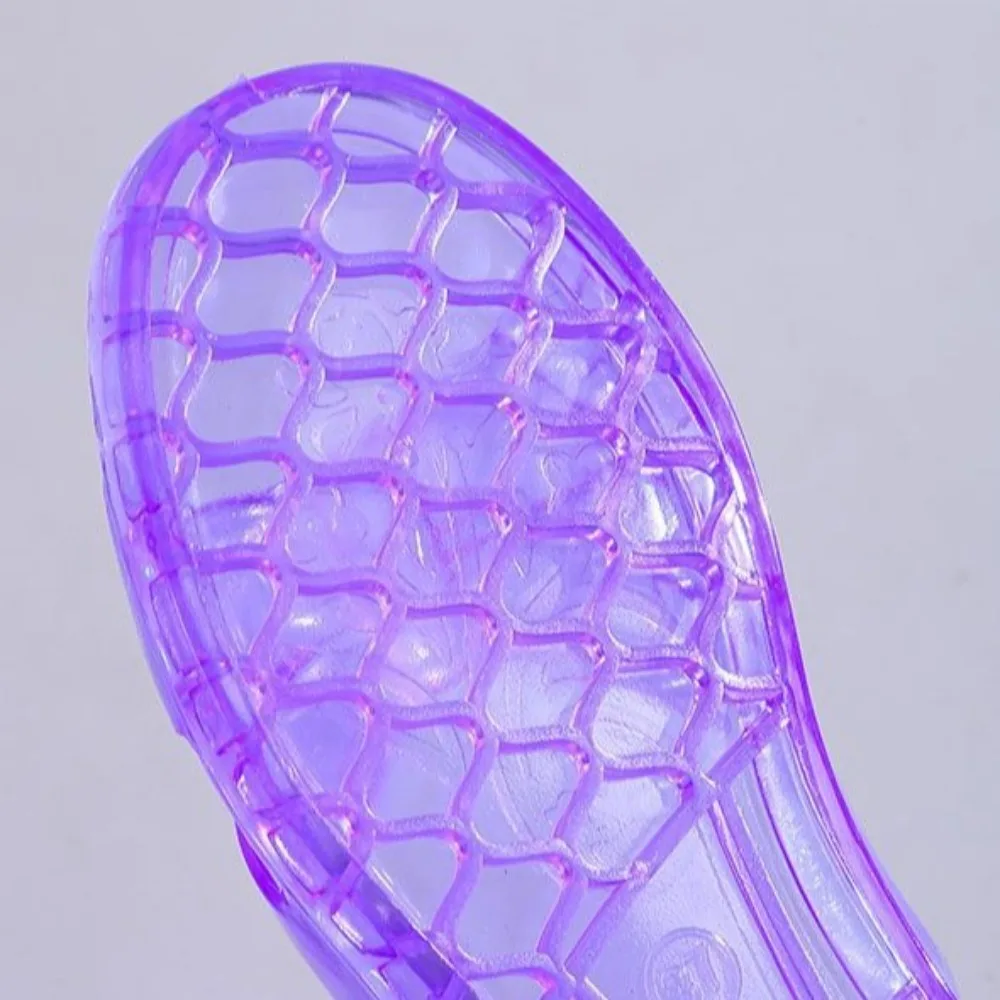 

Transparent PVC Crystal Slippers Low-heel Open-toe Slides Sandals Anti Slip Beachwear Flats Slippers Women Bathroom Shower