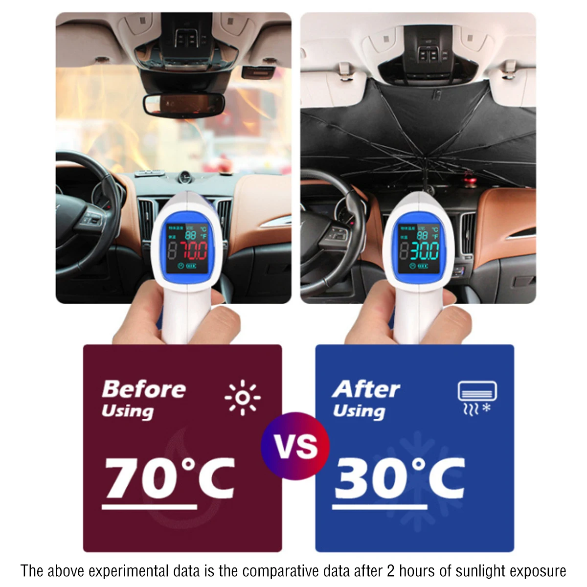 Picture 5: Car Sunshade Umbrella Windshield Folding Front Parasol Umbrella Type Sun Shade for Car Window Summer Sun Protection Accessories