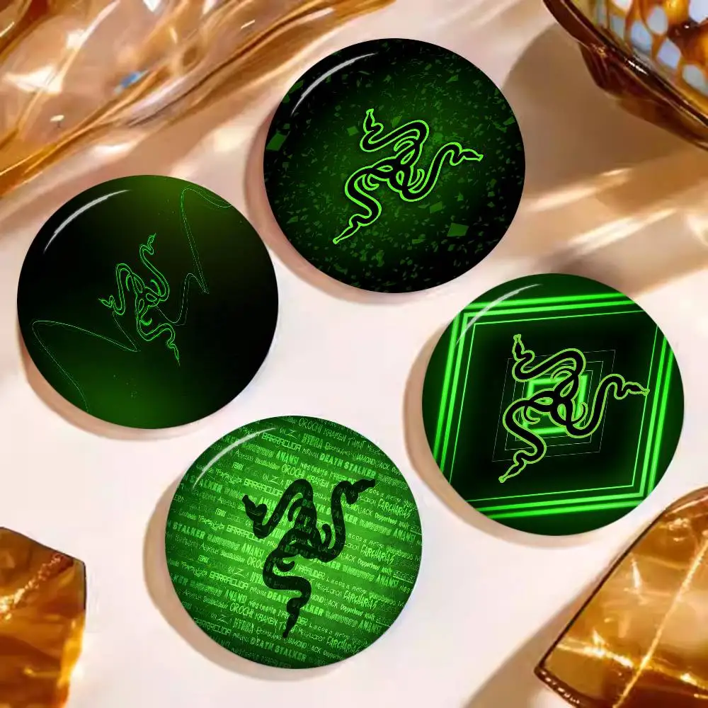 R-RAZER Logo Round Button Pins Slogan Creative Brooches Backpack Clothes Decoration Fashion Cartoon Jewelry Gifts