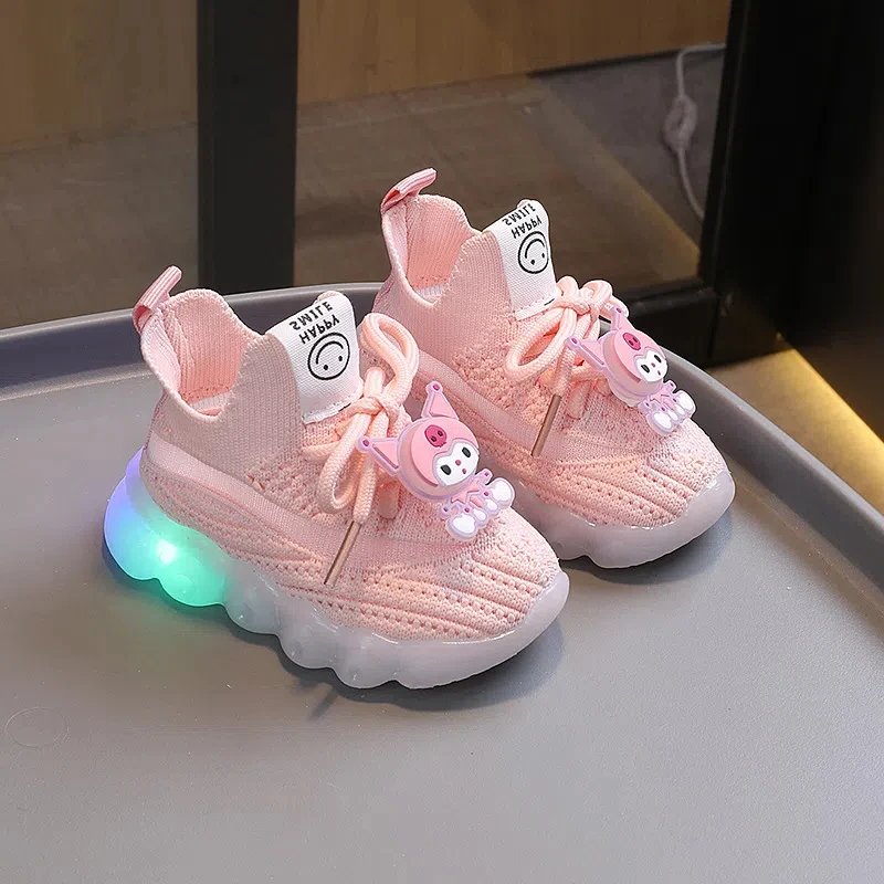 2027 neue Kulomi Kinder Freizeit schuhe lila rosa fliegende Mesh-Oberfläche atmungsaktive Sportschuhe mit weicher Sohle für Jungen und Mädchen