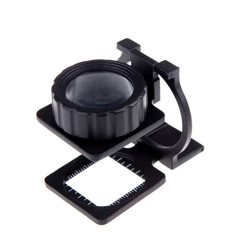 10X30mm Full Mini Pocket Metal Linen Test Magnifier Line Counter Folding Cloth Magnifier Lupa Double Glass Lens Magnifier