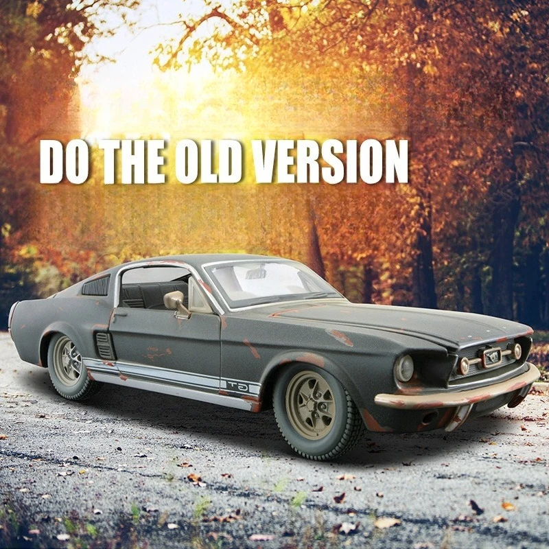 

Моделирование 1:24 Ford Mustang, винтажное изношенное издание, литая под давлением модель автомобиля из сплава, коллекция ностальгических орнаментов, литая под давлением миниатюра