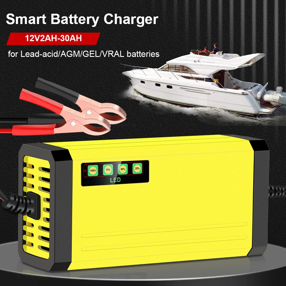 

12 В зарядные устройства для моторной лодки, умный импульсный ремонт, аккумулятор для лодки, аккумулятор для обслуживания, мотоциклетные автомобильные зарядные устройства для аккумуляторов