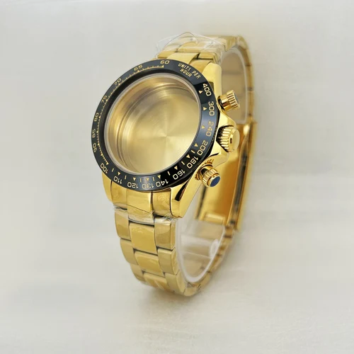 Imagen 2 del producto Caja de acero para reloj de hombre de oro rosa plateado de 39mm para Daytona VK63 VK64 caja de movimiento de cuarzo piezas de reloj accesorios se adapta a correa de 20mm