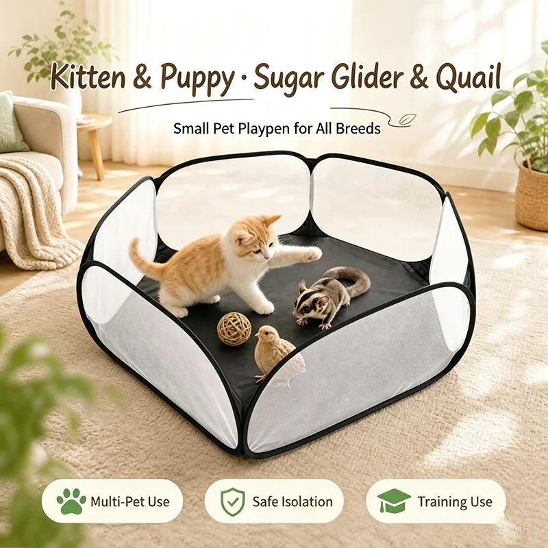 Jaula transparente y portátil para mascotas, tipo tienda de campaña, corral para perros y gatos, valla plegable para patio, ideal para hámsteres, conejos, cobayas y otras mascotas pequeñas.