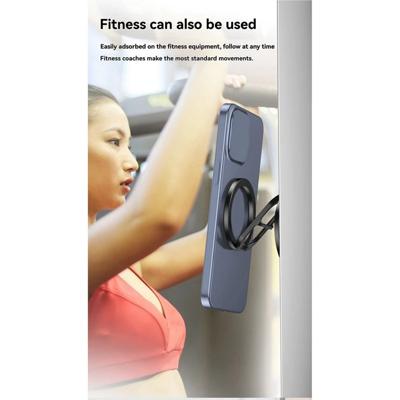 Foldable Double Sided Magnetic Phone Ring Holder For Magsafe Gym Treadmill Universal Folding Car Holder Magnetic Stand
