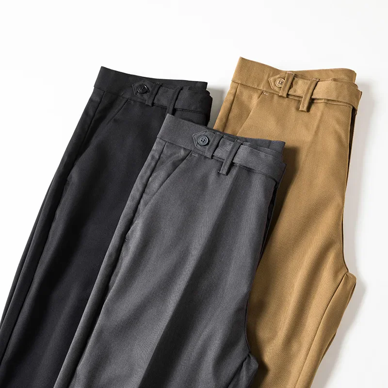 

Autumn Ankle Length Suit Pants Men Office Business Black Brown Flat Formal Mens Pants Wedding Trousers for Male Clothing