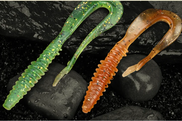 Angelköder, Schwalbenschwanz, weicher Köder, bunter Glitzer, 8 cm, 1,8 g, Schwimmer, TPR-Kunstköder, flexibel, verlängerte Schwänze, Lot 5 Stück, Ausverkauf – Detail 3