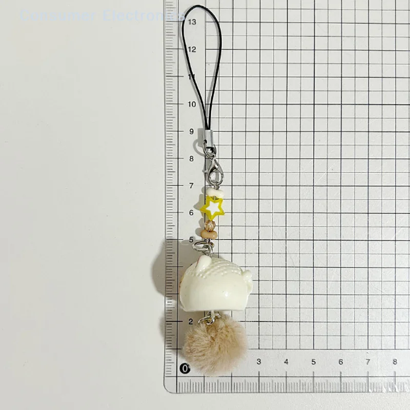 Creative Cartoon Keychain Phone Case Charms Cute Little Cat With Furry Tail Mobile Phone Key Chain Bag Hanging Pendant Backpack