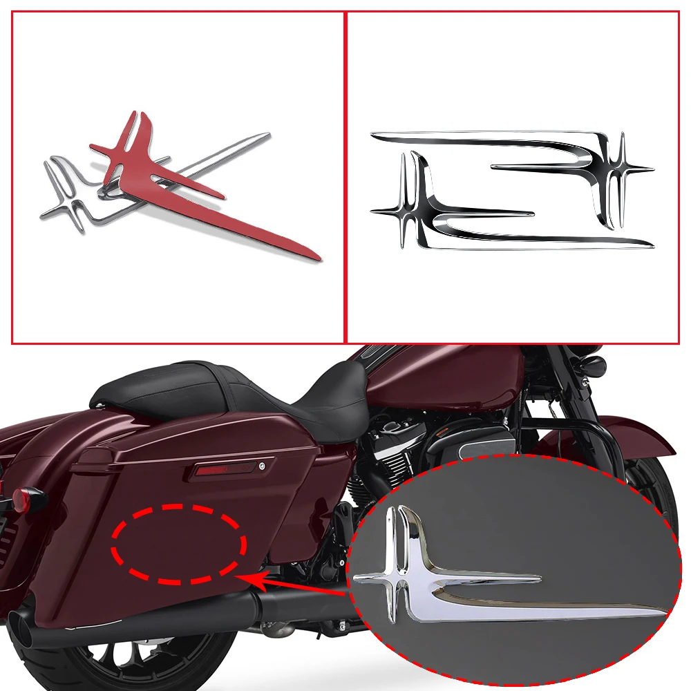 

Fits for Harley-Davidson Road Glide ST CVO Street Glide FLTR FLHX Motorcycle Rear Luggage Chrome Decorative Decal Stickers Kits