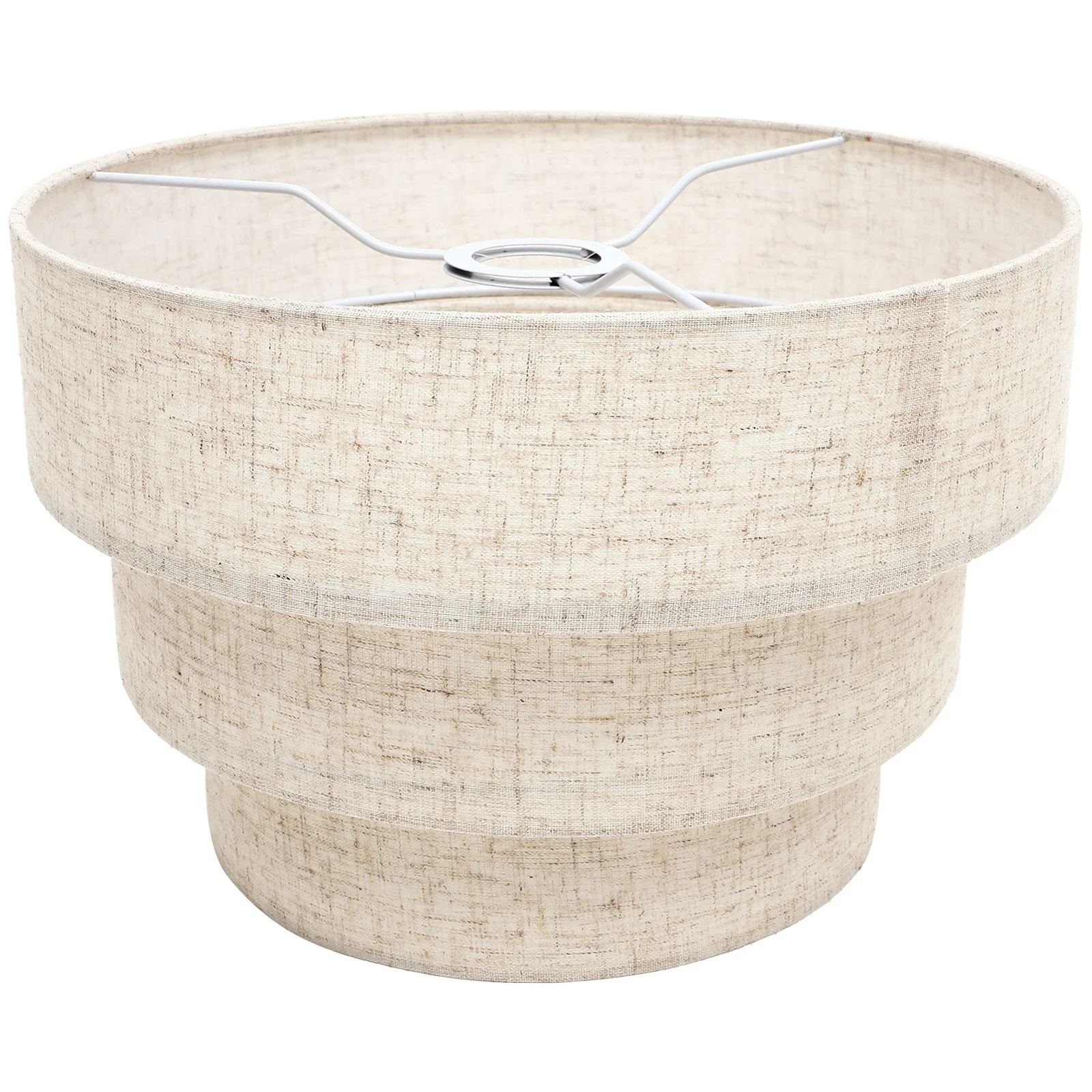 

3-х уровневый абажур из натурального льна, 3-слойный круглый барабан для пола, подвесной потолочный светильник E26, простая установка, современная винтажная люстра