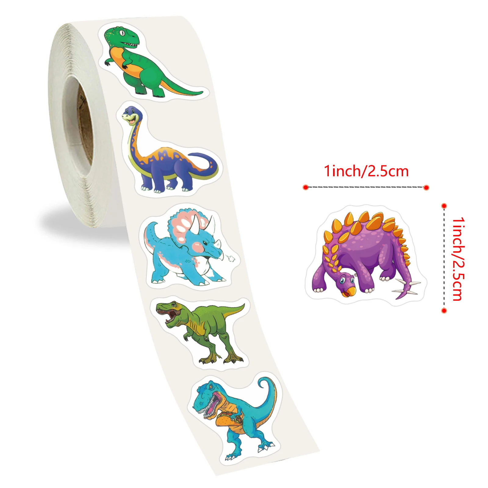 100-500pcs Animal Reward Stickers Cute Watercolor Dinosaur Sticker Tape Self-adhesive Decorative Decals For Children Stationery