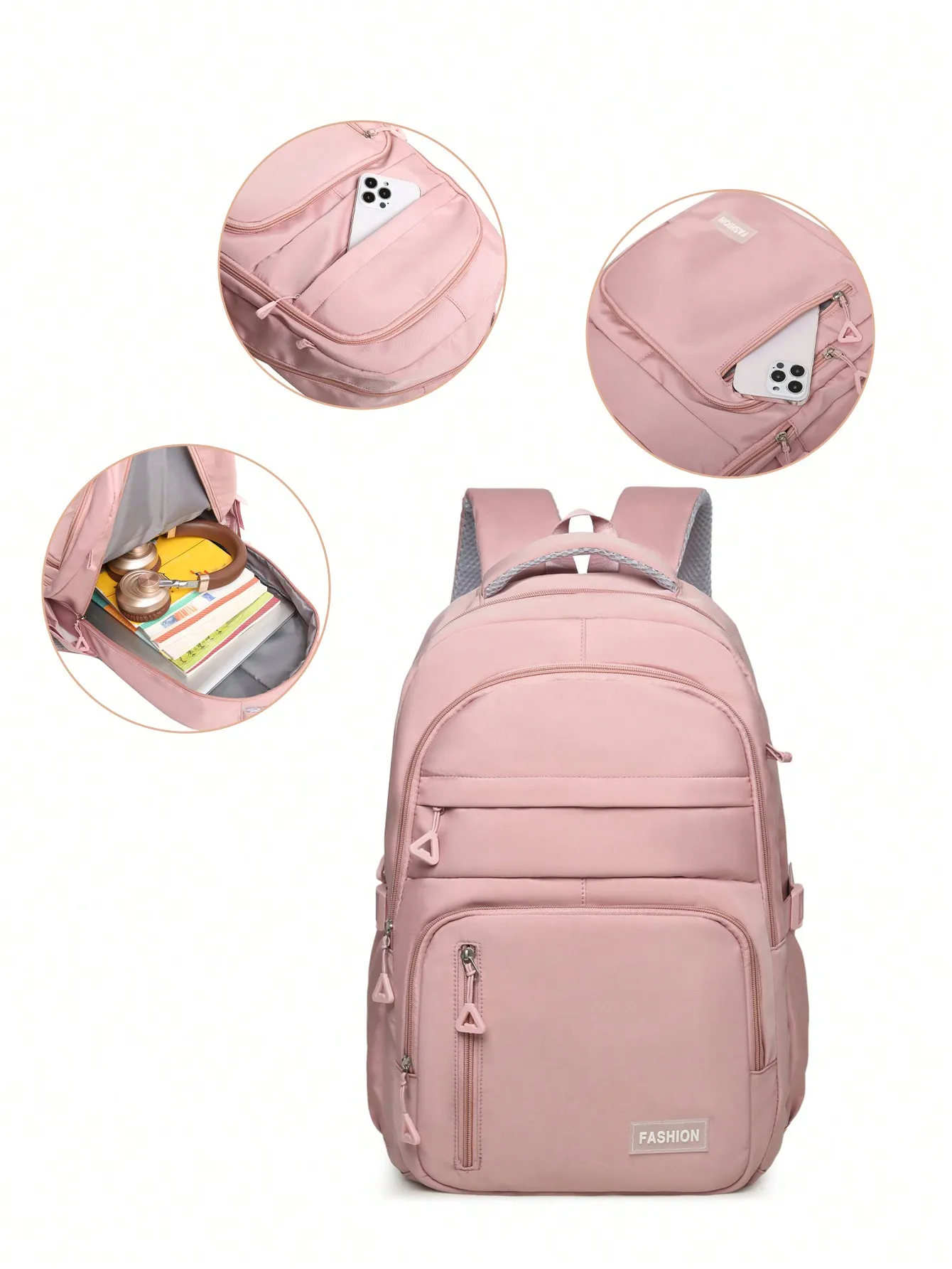 

Trendy Solid Color Lightweight Nylon Backpack Multi Functional Large Capacity Convenient Student Backpack Suitable for Daily Use