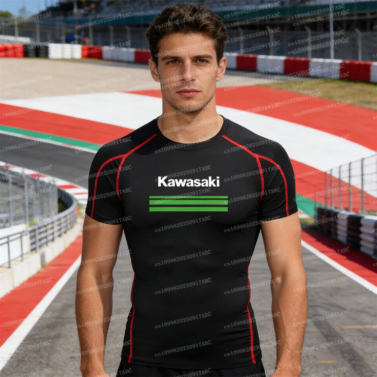 

Kawasaki Tshirt cycling suit summer Men high elasticity fast drying compression T-shirt men's fashionable sportswear tight top