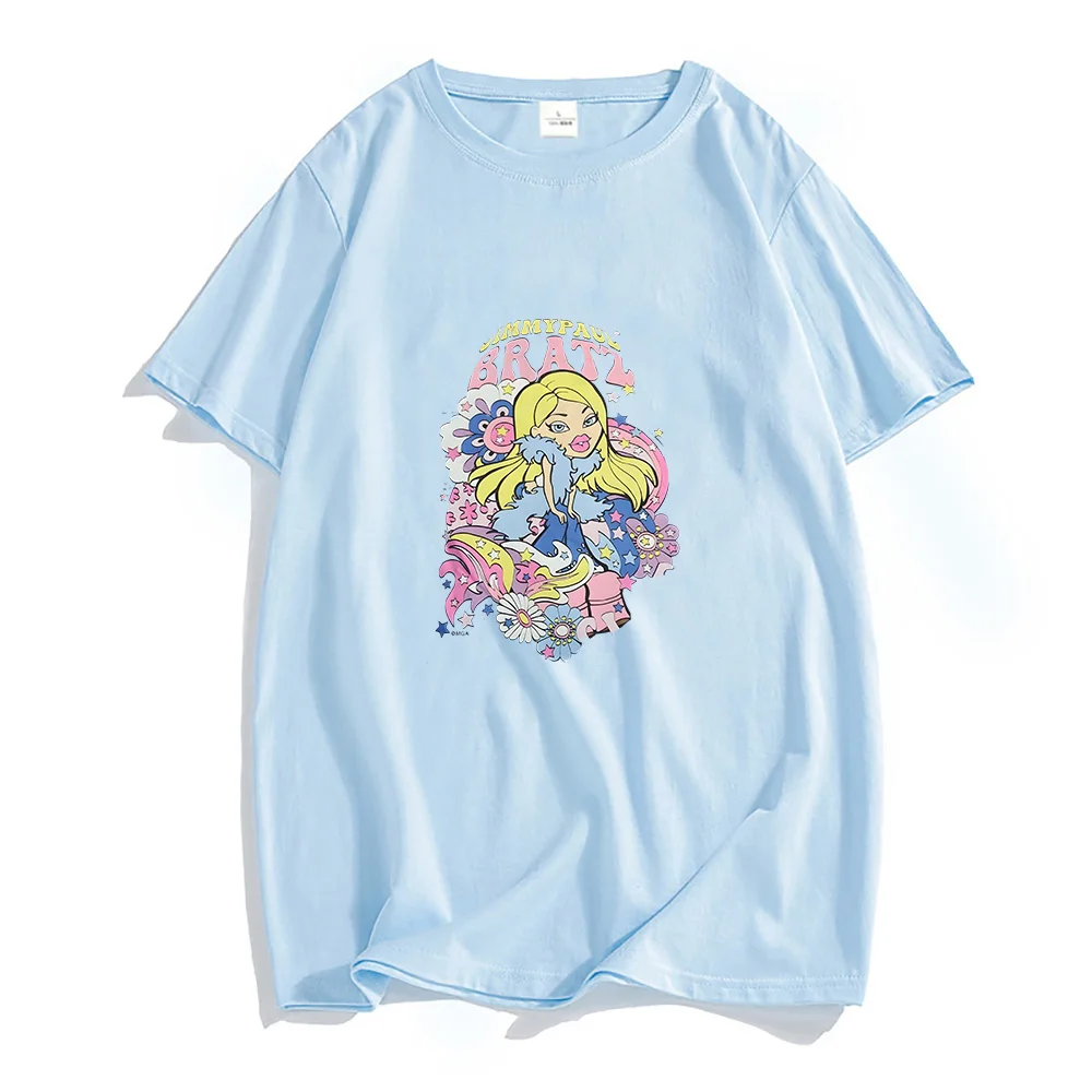 Bratz Tshirts 100% Pure Cotton T-shirt Cartoon Movie Tees Unisex Fashion Anime Clothes Graphic T Shirts Summer Oversized Shirt