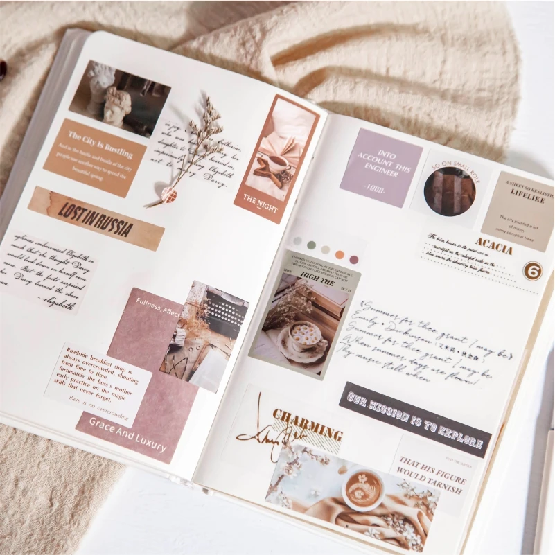 45pcs Ins Style Travel Aesthetics Cute Sticker Creative Hand Account LOMO Cards Stationery Notepad Sticky Stickers