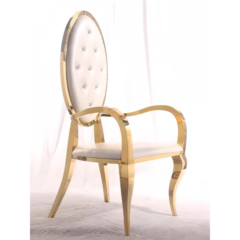 Light Luxury Gold Stainless Steel Dining Chair Modern Design Hotel Restaurant Banquet Hall Italian Home Dining Chair with Armres