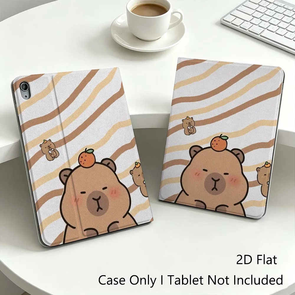 

Cute Creative Capybara Art Gift For iPad Pro Air Mini 2 3 4 5 6 7 6th 7th 10th 11th 10.2 9.7 10.5 11 Foldable Tablet Case