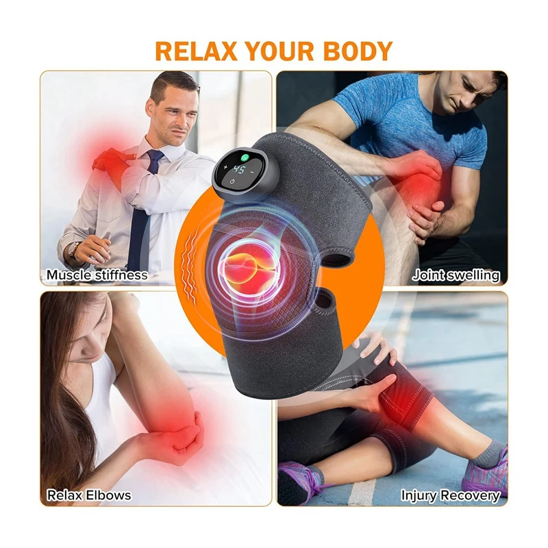 Compress Massager Knee Shoulder Elbow 3-In-1Heating Vibration Massager, For Pain Relief