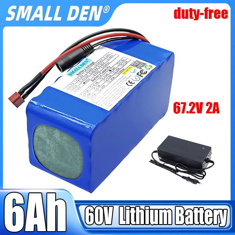 

60V 6000mAh New 18650 16S2P Lithium battery pack 0-1200W Motor For E-bicycle Scooter motorcycle Spare Cells etc+67.2V2A Charger