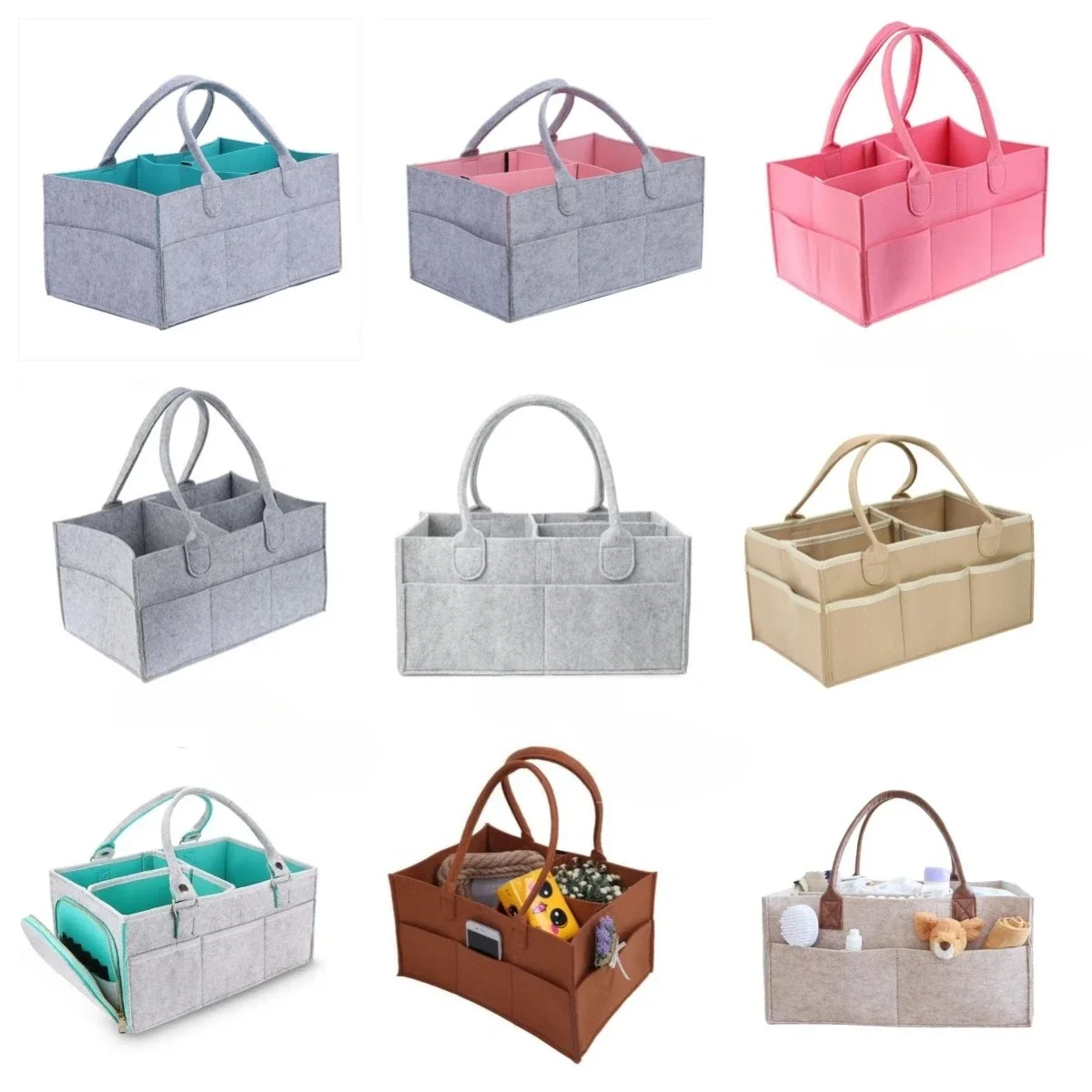 New Large Capacity Felt Diaper Storage Bag Portable Baby Nappy Organizer Multifunctional Kids Toy Diaper Sundries Storage Pouch