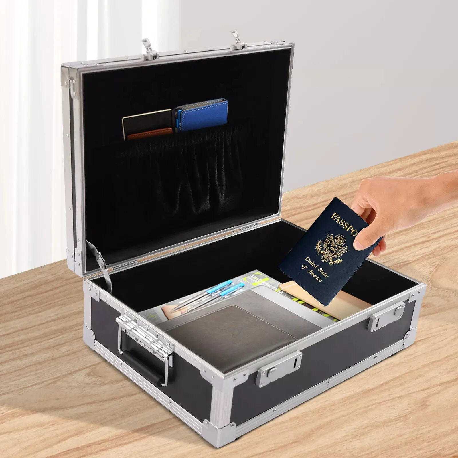 

Aluminum Black Safety Case – Portable Toolbox Briefcase with Lock