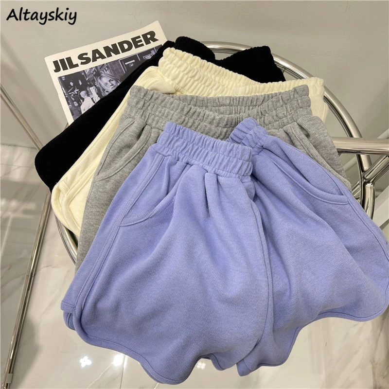 

Shorts Women High Waist American Retro Solid Hotsweet Ins Casual Short Loose Streetwear Pockets All-match Summer Bottoms Ulzzang