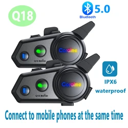 Q18 Motorcycle Helmet Headset Bluetooth Intercom 2 person 1000m Interphone Support for Music Player & Sharing IPX6 Waterproof