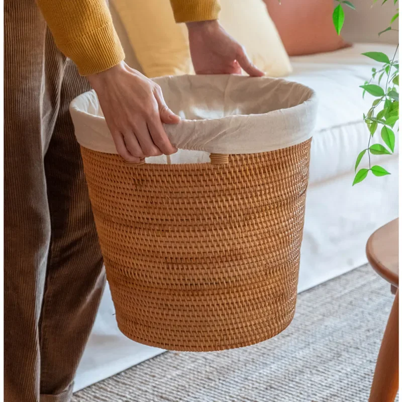 Ins High Beauty Laundry Basket, Rattan Weaving Storage Basket, Multifunctional Organizer Boxes, Exquisite Durable Clothes Basket