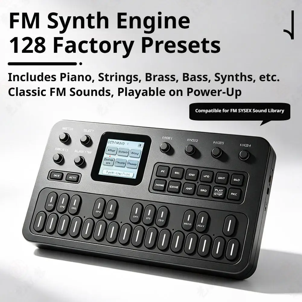 Pédale d'effets M-Vave Fm-1, synthétiseur Bluetooth portable Fm1, batterie 12h, 6 opérateurs, haut-parleur, Midi, 32 algorithmes, 128 préréglages intégrés