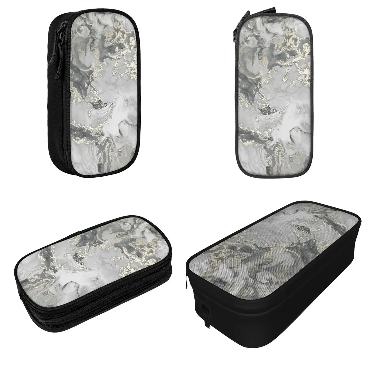 Marble Gray Silver Gold Pencil Cases Modern Marbled Pencilcases Pen Box Big Capacity Pencil Bags School Supplies Gift Stationery