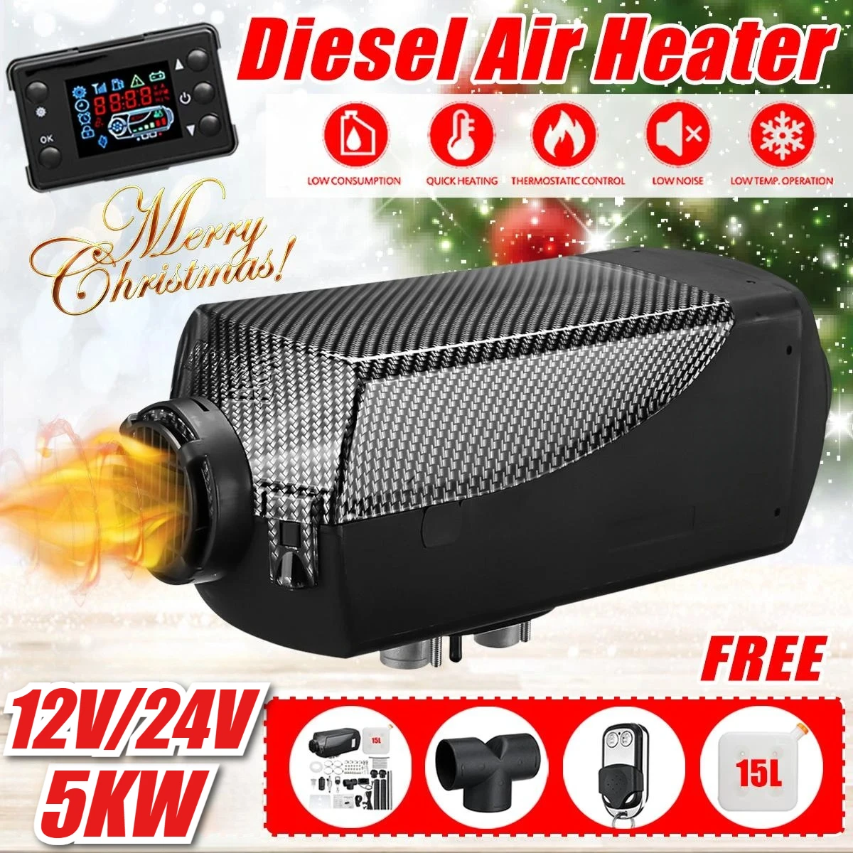 Integrated Auxiliary Diesel Heater Auto Parking Fuel Heater 12V/24V Car Air Heater 5000W Ignition Copper Heater for Websato